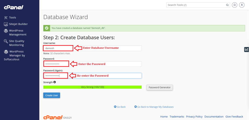 03. Enter Database Username and Password