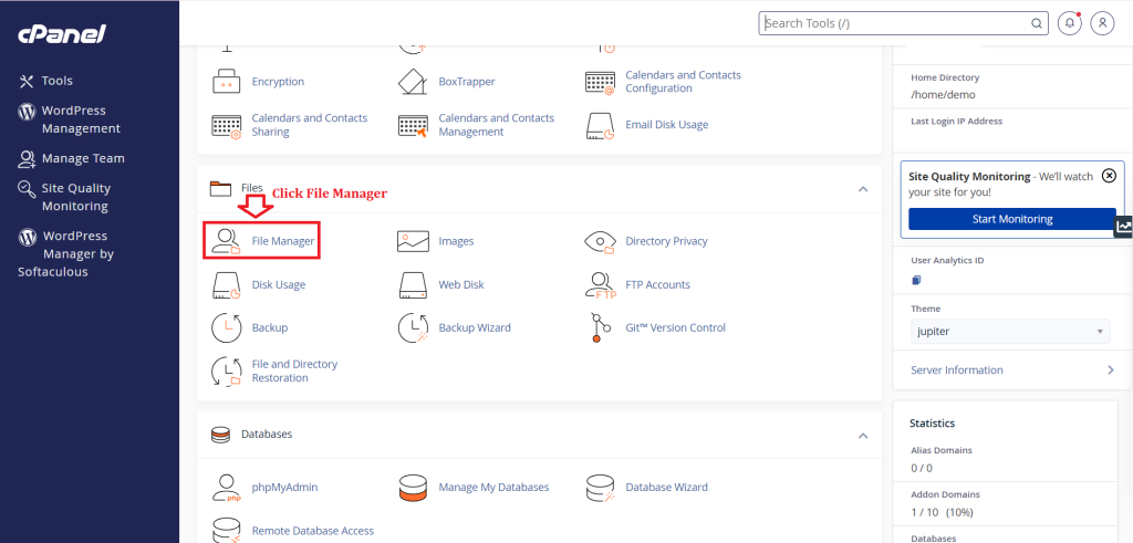 1. Click File Manager