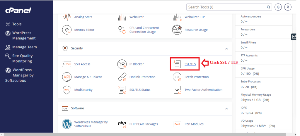 1. Click SSL/TLS