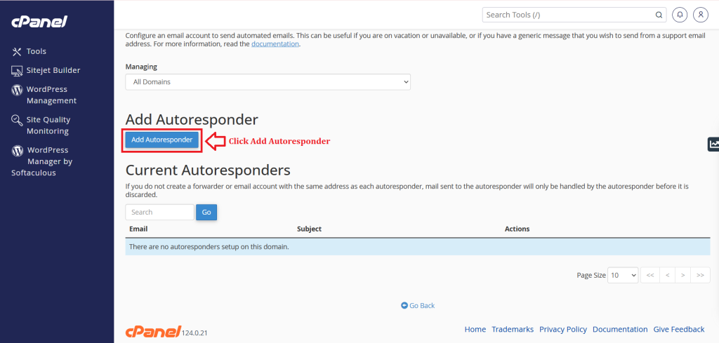 2. Click Add Autoresponder