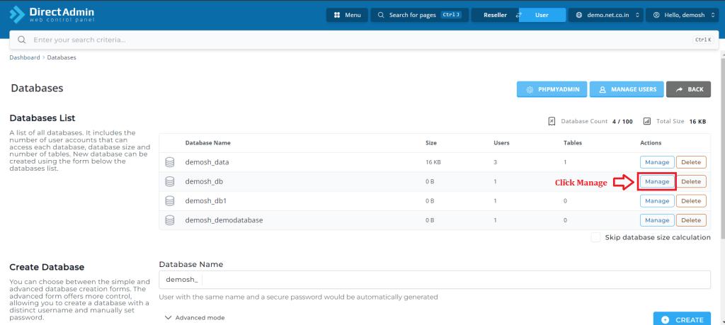 2. Click Manage