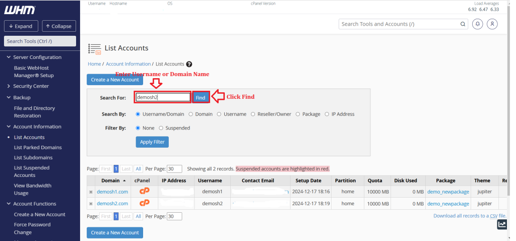 2. Enter Username and Domain name and Click Find