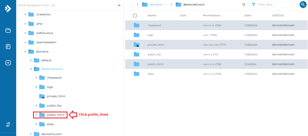 3. Click public_html