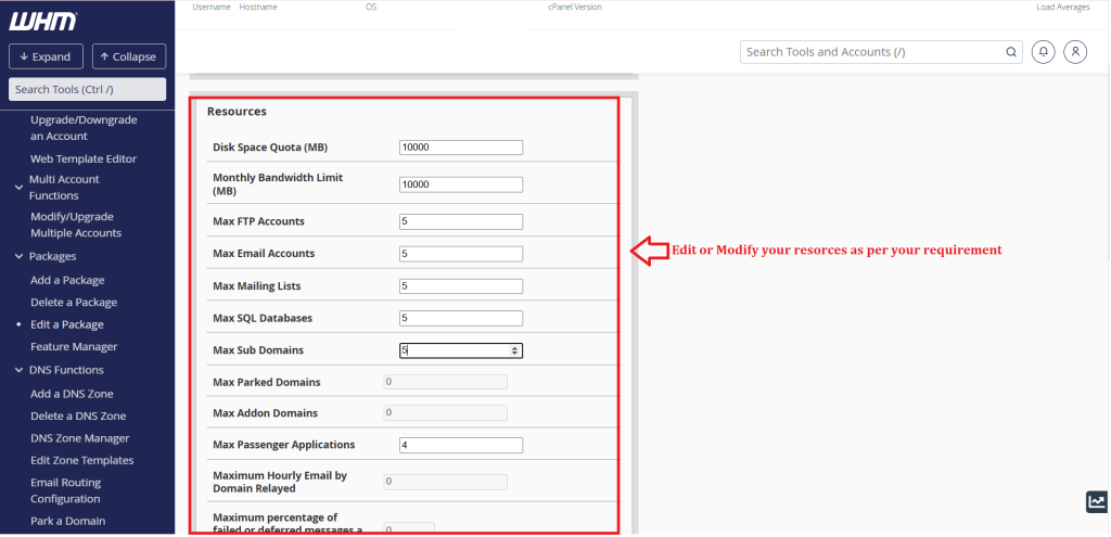 3. Edit or Modify your resources as per your requirement