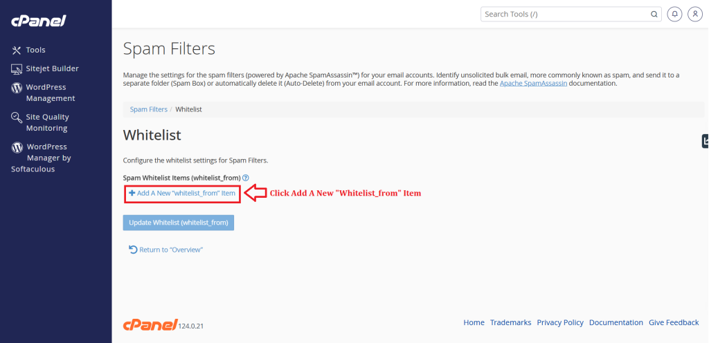 4. Click Add A New Whitelist_from Item