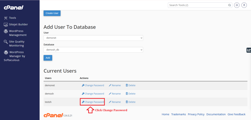 5. Click Change Password