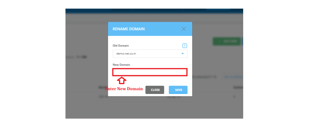 Enter new Domain Name