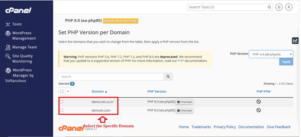 Select the Specific Domain