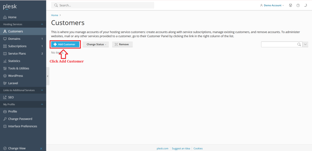 2. Click Add Customer