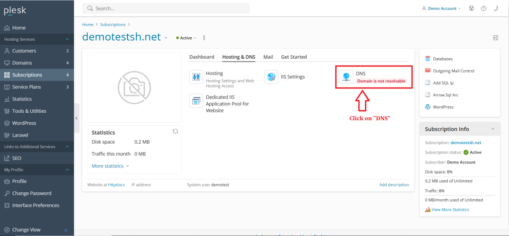 4.Click on DNS