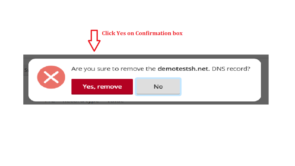 7.Click Yes on confirmation box