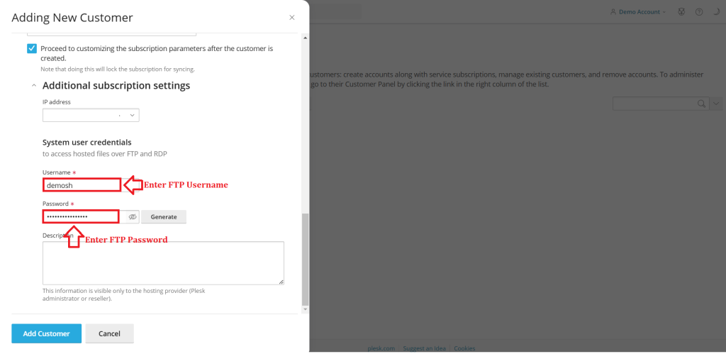 9. Enter FTP Username and Password