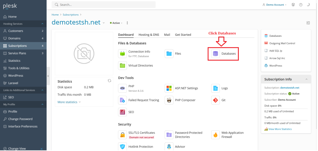 3. Click Databases