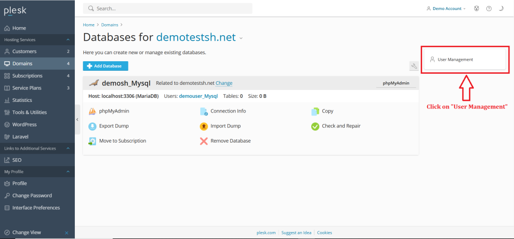 4.Click on User Management