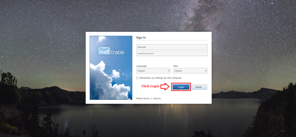 5. Click Login