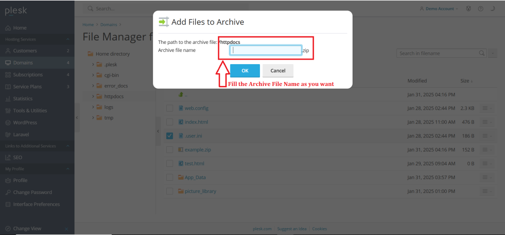 7.Fill the Archive File Name as you want